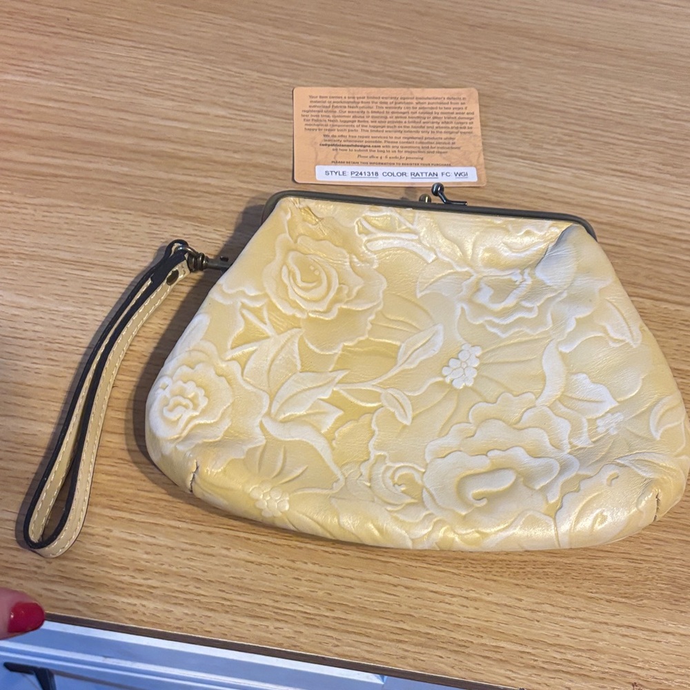 Patricia Nash Yellow Floral Embossed Wristlet Clutch